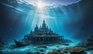 As the sea swallowed the island in a cosmic disaster, the last remnants of civilization were frozen in time, preserved in the depths of the ocean.