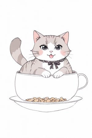 A cute cat, solo cat, white background, no people, 