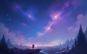 score_9,score_8_up,score_7_up, fantasy, 1boy, galaxy theme, purple stars flying, fantasy art, digital art, illustration, background