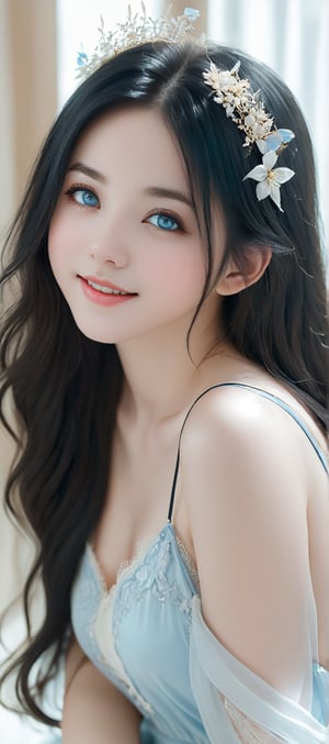 Beautiful soft light, (beautiful and delicate eyes), very detailed, pale skin, (long hair), (soft black hair), dreamy, ((frontal shot)), full body shot, light blue eyes, Soft expression, bright smile, art photography, fantasy, shy, cute, soft image, masterpiece, ultra high resolution, color, highly detailed, soft lighting, detail, ultra high definition, 8k, highest quality, (pose) , girl, true, wonder of art and beauty, illustration,
Soft spaghetti strap dress, hubg_mecha_girl,cen q,Ycen,cenn,cute cen