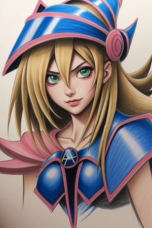 I draw as realistically as possible, portrait of dark magician girl ((Dark Magician girl)) ((Yu-gi-oh))