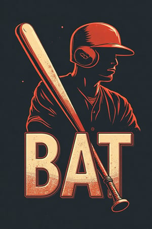 bat baseball, text 'BAT'