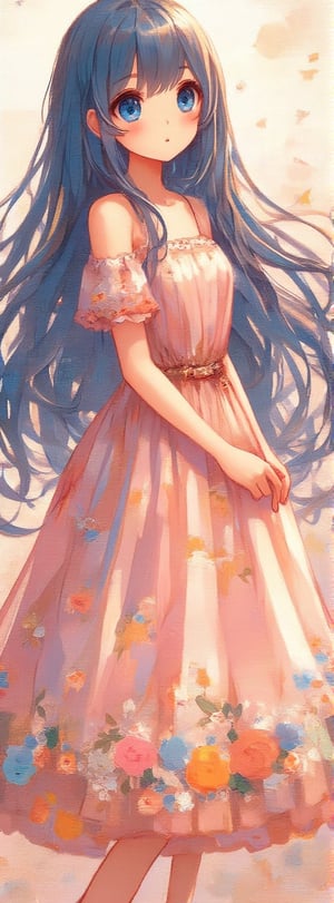 A very beautiful anime girl dressing a elegant dress, beautiful long blue hair, blue eyes, her dress is made by ink, looking at viewer, radiant gaze, (front view), upper body, close up, ink brushstrokes in background mastepiece quality, stunning image, colorful, Ink art style, score_9up, score_8_up, score_7_up, score_6_up,, Masterpiece