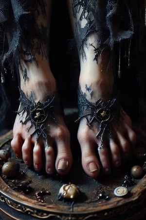  .dark gothic horror.crypted taxidermy . woman's ugly feet 