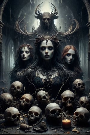  .dark gothic horror.crypted taxidermy . archeology bones . Celtic women 
