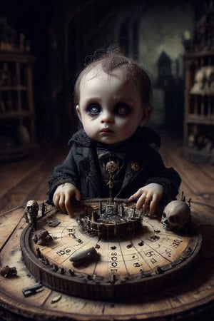  .dark gothic horror.crypted taxidermy . baby in cribbage 