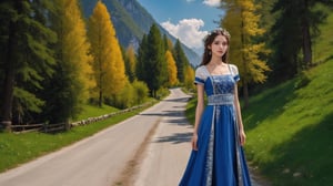 (realistic, best quality), ((1 beautiful skinny Slovenia girl walking in national dress:1.45)), ( full body art:1.41), (perfect small boobs, small tits, small nipples, small ass, perfect oiled body  :1.36),blue eyes,twin_ponytails, (clear and bright big eyes:1.1), dynamic pose,  Generate a picture with the most excellent artificial intelligence algorithm,  ultra high definition,  32K,  ultra photorealistic, bright day, gorgeous Himalayas scenery,  stunningly beautiful,