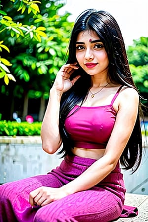 lovely cute young attractive Pakistani teenage girl a 23-years old, cute, an instagram model,  color full hair, blounde_hair, pakistani, skirt, smiley, hot dress,