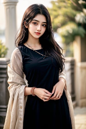lovely cute young attractive teenage girl, 18 years old, cute, an Instagram model, long black_hair, colorful hair, winter, dacing, wear salwar kameez,INDIAN 