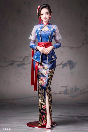 a beautiful chinese woman wearing traditional Kebaya dress,  full body, on wood, 
vivid background,  blue or red and white contrast,   centered,  dynamic pose,  extremely detailed,  sharp focus,    cross legs, Hand-held Indonesian Fan,kebay4