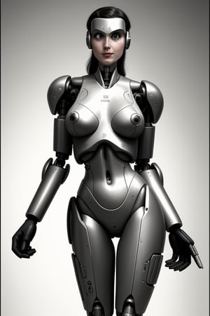 A 1950's cyborg woman. slim slender figure