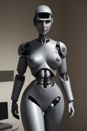 A 1950's cyborg woman. slim slende figure