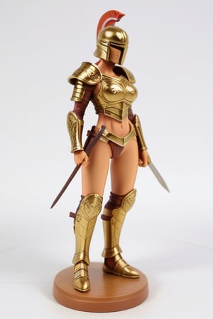 a slender busty female, figure hugging gold armour