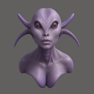 an alien female, with scaly purple skin
