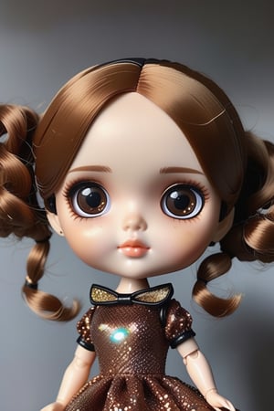 full body girl toy doll nerdoid style ,pelo color marron,  glitters and shine , tiene alas de hada  ella lleva regalos , y bolsos de viaje 