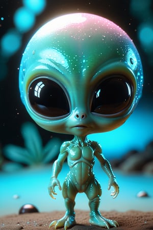 fotografia hiper realista, render 2d, 8k, minis  cutte baby alien traslucid bioluminiscente glow,