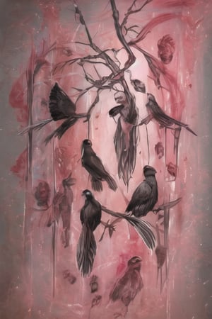 birds , all in pastel colors 