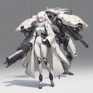 futuristic photorealistic 12 foot tall simple manga inspired mecha android wearing trench coat, holding a plasma rifle walking no crop full shot, transparent background
,chinese ink drawing,dal,Princessdress
