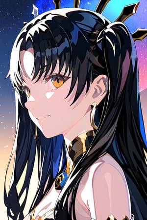  (masterpiece, top quality, best quality), (1girl:1.4), upper body,portrait, extreme detailed,Cogecha,ishtar \(fate\),8k,high resolution,smile,face looking into camera,night,starry sky