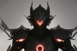 flaming dark armor, red glowing maked eyes