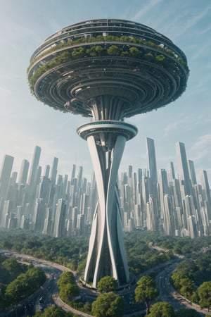 A girl"Create an AI-generated image depicting a futuristic cityscape where nature seamlessly blends with technology, showcasing advanced architecture, sustainable energy sources, and harmonious coexistence between humans and the environment."