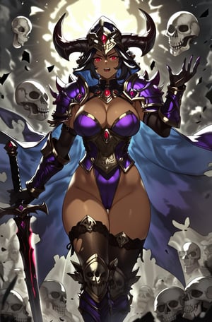  score_9, score_8_up, score_7_up, masterpiece, best quality, highres, AoiDef, 1mature female,fallen paladin,sword,wizard, cast magic,fantasy world, Skull helmet in head in the of with skulls,shards,monster girl,source_furry, armor,Beautiful armor,pretty eyes,source_questionable,muy,angry,curvy,dark background,red eyes,(dark skin),more details,wide hips,piglet,!!style,Expressiveh
