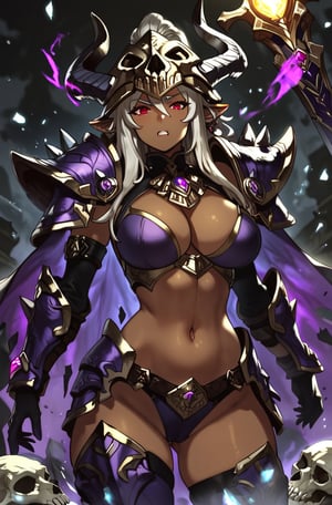  score_9, score_8_up, score_7_up, masterpiece, best quality, highres, AoiDef, 1mature female,fallen paladin,sword,wizard, cast magic,fantasy world, Skull helmet in head in the of with skulls,shards,monster girl,source_furry, armor,Beautiful armor,pretty eyes,source_questionable,muy,angry,curvy,dark background,red eyes,(dark skin),more details,wide hips,piglet,!!style,Expressiveh