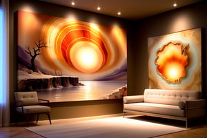 A wall painting that depicts a scene from a favorite book or movie, with an agate texture, and a backlighting effect. The painting should be colorful and imaginative, with a focus on the use of light and color to create a sense of drama and excitement. The agate texture should be used to create a sense of luxury and sophistication, and the backlighting effect should create a sense of mystery and intrigue.
