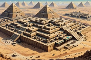 gigantic, mesopotamian, fortress ziggurat with mirror windows, massive, desert, hazy, wide shot, isometric view, masterpiece, high_resolution,matte painting,Building_Egyptian,DonMC3l3st14l3xpl0r3rsXL,portrait,egyptTech,painted world,more detail XL,digital artwork by Beksinski,shadowrun_character,science fiction