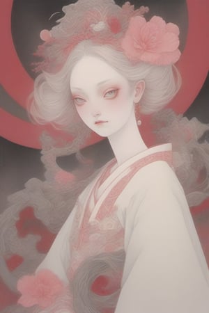 Create a Beautiful woman, in the style of stefan kostic, pastels, realistic, sharp focus, 8k high definition, insanely detailed, intricate, elegant, art by Hsiao ron cheng,taiwan,ral-glydch,Red mecha,emo,Ukiyo-e,Eimi,Angel,AngelicStyle