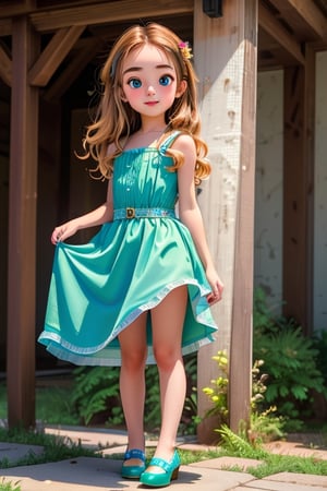  (Top quality, masterpiece, ultra detailed, high resolution:1.4), kkw-ph1, hdr, f1.7, hyper realistic, dynamic angle, 
1 beautiful little girl with fine details, (full body), 
(detailed face), (pretty face), detailed body, intimate, 
Strawberry blonde hair, dark aqua eyes,
Ultra details++ ,add more details, 
(early stage of puberty), (children's body), (five heads tall:1.3), 
Outdoor, (random dynamic posing:1.2), 
random color dress, random foot wearing,