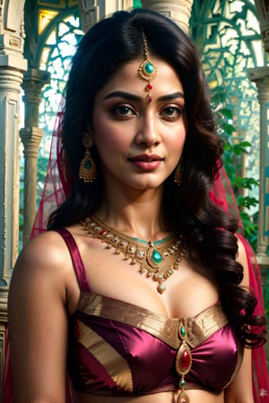 (best quality,4k,8k,highres,masterpiece:1.2),ultra-detailed,(realistic,photorealistic,photo-realistic:1.37),beautiful indian woman with veil of red saree,full_body,expressive eyes,long eyelashes,radiant smile,vibrant traditional attire,ornate jewelry,soft and glowing skin,subtle makeup,intricate henna design,graceful pose,golden hour lighting,lal kila background,ethereal beauty,warm color tones,bokeh,Indian Designer Dress