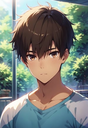 score_9, score_8_up, score_7_up, source_anime, semi-realistic, looking at viewer, upper body, 1 boy, solo, male focus, brown hair, brown eyes, short hair