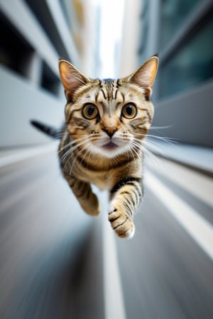 8K, UHD, perspective macro shot, photo-realistic, cat
flying straight towards camera (head-on:1.2) centered, looking perfectly ahead, perfect lighting, speed movements, slow shutter speed, motion blur,