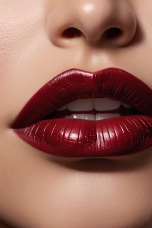 8K, UHD,  macro view, perspective. ultra-detailed, photo-realistic, (female lips:1.1) realistic skin texture and natural skintone, pores, cinematic, crop lips only, beautiful. dark red lipstick colour