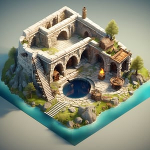 8k, RAW photos, top quality, masterpiece: 1.3),
Medieval chamber of commerce
, miniature, landscape, depth of field, ladder,  from above, English text,Ore, cave, torch,Underground lake, isometric style, simple background, white background,3d isometric,steampunk style,ff14bg,DonMSt33lM4g1cXL,DonMD0n7P4n1cXL