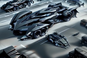 8k, RAW photos, top quality, masterpiece: 1.3),Transforming,
batmobile,
High-powered vehicle,
Low chassis,
black ,
Grey,
Dark colors,Armored Vehicle,Four-wheeled, stealth, concept vehicle, Bat elements, counter-tracking,Concealed wheels,