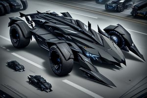 8k, RAW photos, top quality, masterpiece: 1.3),Transforming,
batmobile,
High-powered vehicle,
Black,
Grey,
Dark colors,Armored Vehicle,Four-wheeled, stealth, concept vehicle, Bat elements, counter-tracking