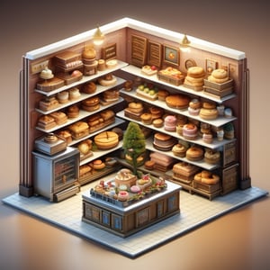 8k, RAW photos, top quality, masterpiece: 1.3),
The shelves in the bakery are filled with cakes, bread, doughnuts, toast, ham sandwiches, handmade cookies, and spiral rolls., miniature, landscape, depth of field, ladder,  from above, English text,architecture, tree, potted plants, isometric style, simple background, white background,3d isometric,steampunk style,ff14bg,DonMSt33lM4g1cXL