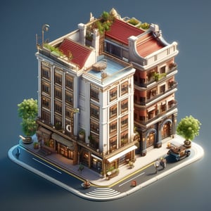 8k, RAW photos, top quality, masterpiece: 1.3),
two apartment and a plaza ,Corner ten-story apartment building, sloped seven-story apartment building, plaza market
, miniature, landscape, depth of field, ladder,  from above, English text,architecture, tree, potted plants, isometric style, simple background, white background,3d isometric,steampunk style,ff14bg,DonMSt33lM4g1cXL