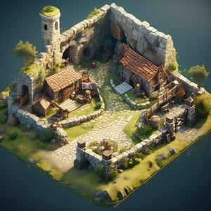 8k, RAW photos, top quality, masterpiece: 1.3),
Medieval farm
, miniature, landscape, depth of field, ladder,  from above, English text,Ore, cave, torch,Underground lake, isometric style, simple background, white background,3d isometric,steampunk style,ff14bg,DonMSt33lM4g1cXL,DonMD0n7P4n1cXL