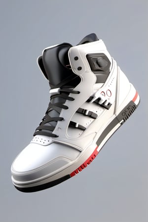 masterpiece, 3d model, plain style shoes, only sneaker, 1 shoe, 8k, black white color, mecha, oni style