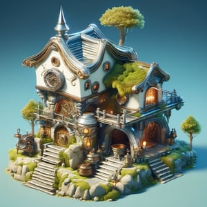 8k, RAW photos, top quality, masterpiece: 1.3),
A fantasy fairy village
, miniature, landscape, depth of field, ladder,  from above, English text,Ore, cave, torch,Underground lake, isometric style, simple background, white background,3d isometric,steampunk style,ff14bg,DonMSt33lM4g1cXL,DonMD0n7P4n1cXL