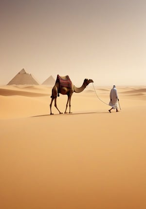 a man walking in the desert with a camel, egyptian art by Thierry Bisch, flickr contest winner, art photography, deviantart, creative commons attribution, behance hd