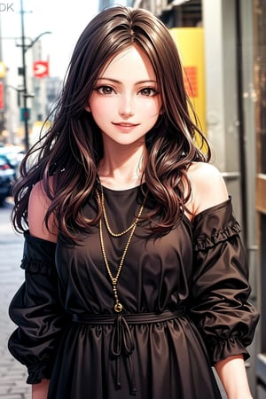 (Best quality, 8k, 32k, Photorealistic, UHD:1.2),

A young, fashionable girl with light fair skin, large, sparkling dark brown eyes, and shoulder-length, wavy hair with a hint of color. Her trendy hairstyle and charming smile convey a vibrant and urban allure.,