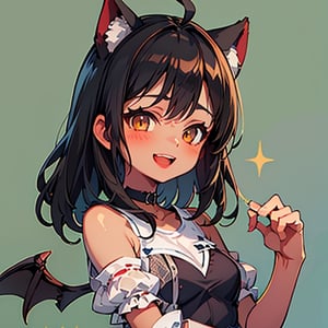  chibi, masterpiece, best quality, solo, 1girl, cat ears, black hair, long hair, brown eyes, choker, demon wings on back, ahoge, full body, cute smile, best smile, open mouth, black dress, short skirt, simple background,masterpiece,doodle,cute comic,cutegirlmixb, nagatoro hayase, black boots ,portrait,sangonomiya kokomi (sparkling coralbone),eft_nagatoro_main,nagatoro hayase,Pixel art,nagatorohayase_adult