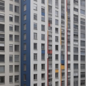 muralpaiting Mondriaan style of a nice shoes on the side of a high apartment building, today's world, photo_realistic.