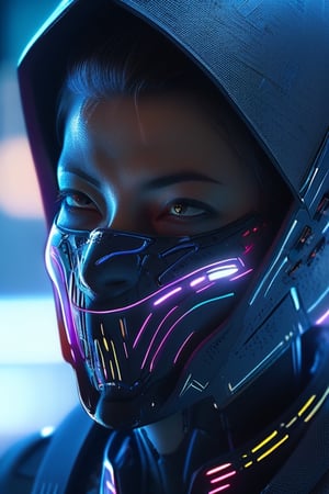 woman, cyberpunk face, without eyes, no eyes, futuristic, cyberpunk, extremely detailed texture, ultra-realistic, cinematic lighting, photorealistic, cinematographic, atmosphere of suspicion, terror scene, ultra realistic, extremely detailed