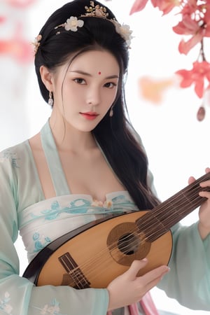 (ultra realistic,best quality),photorealistic,Extremely Realistic, in depth, cinematic light,hubggirl,

1girl, solo, big breasts, black long hair, dress, cleavage, flower, playing instrument, holding instrument, hanfu, lute \(instrument\),


perfect lighting, vibrant colors, intricate details,
high detailed skin, pale skin,
intricate background, realism,realistic,raw,analog,portrait,photorealistic,
taken by Canon EOS,SIGMA Art Lens 35mm F1.4,ISO 200 Shutter Speed 2000,Vivid picture,