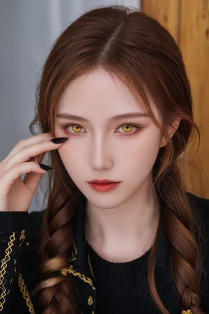 (ultra realistic,best quality),photorealistic,Extremely Realistic,in depth,cinematic light,hubggirl,

BREAK

stunning anime portrait of a red-haired girl with intense yellow eyes, close-up view, intricate hand details, braided hair, dark clothing, strong light and shadow contrasts, black nails, 17 years old, 

BREAK

dynamic poses, particle effects, perfect hands, perfect lighting, vibrant colors, intricate details, high detailed skin, intricate background, realistic, raw, analog, taken by Sony Alpha 7R IV, Zeiss Otus 85mm F1.4, ISO 100 Shutter Speed 1/400, Vivid picture, More Reasonable Details